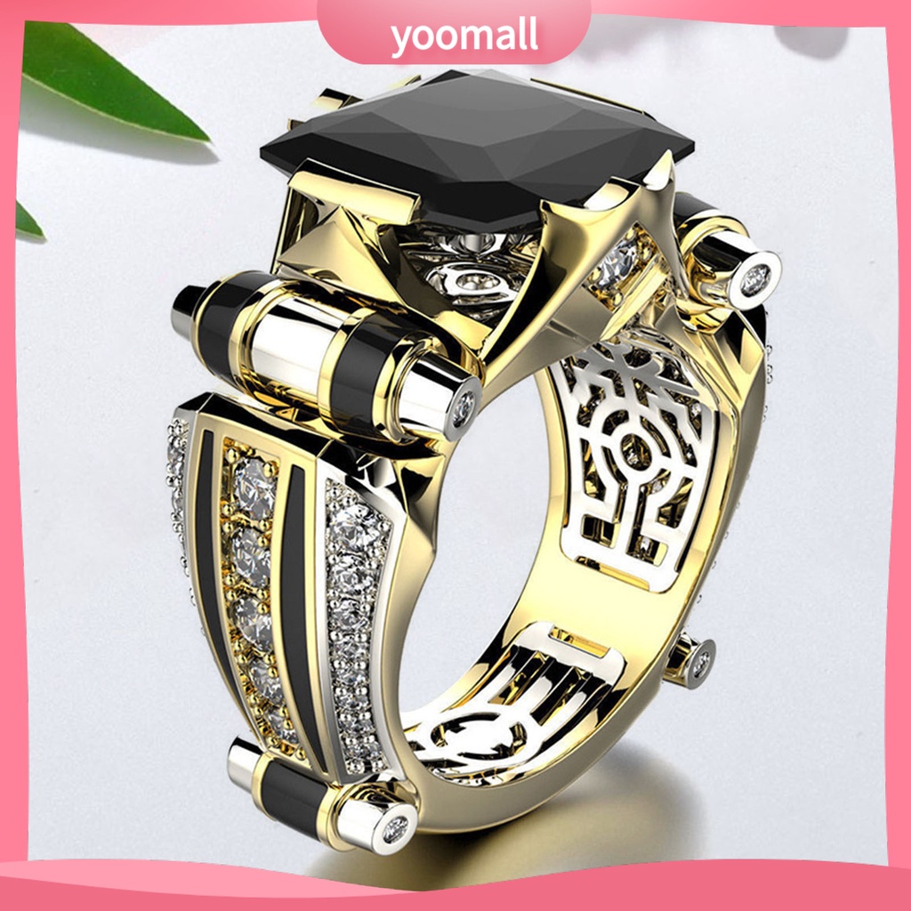 Nhẫn Đính Đá Zircon Sang Trọng Phong Cách Gothic Cổ Điển Dành Cho Nam Nữ