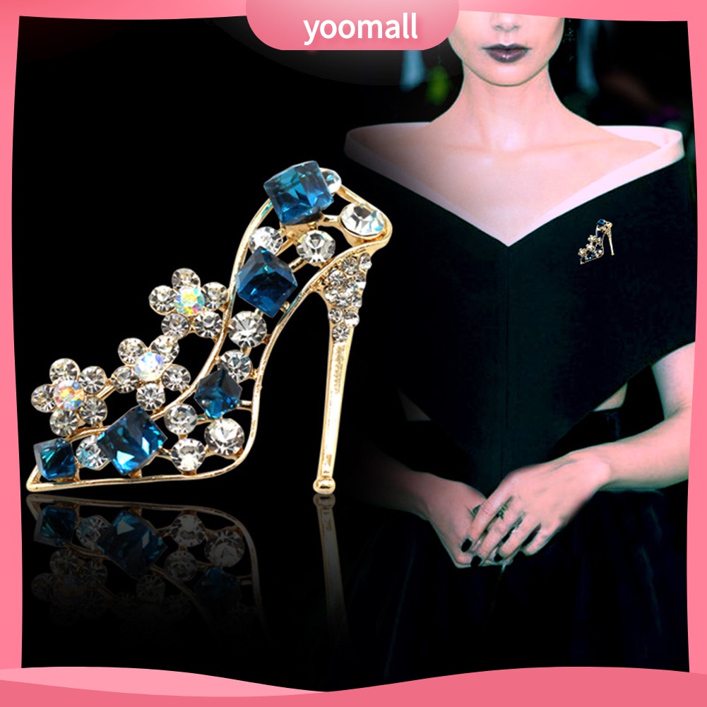 Ghim Cài Áo Hình Giày Cao Gót Đính Đá Phong Cách Vintage