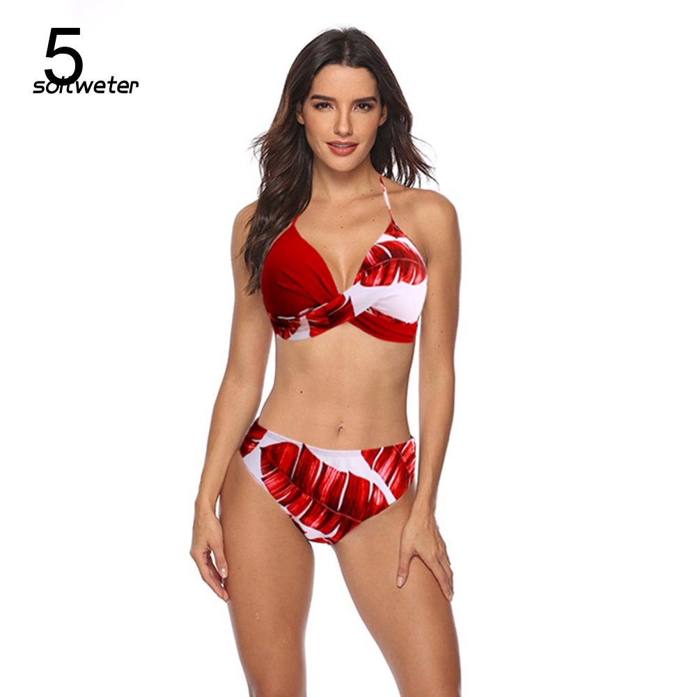 Bộ Đồ Bơi Bikini Có Đệm Ngực In Họa Tiết Lá Màu Sắc Cho Nữ