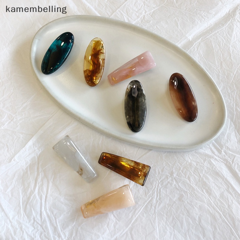 Kẹp Tóc Nhựa Hình Elip Màu Hổ Phách Phong Cách Hàn Quốc Vintage Thời Trang Cho Nữ