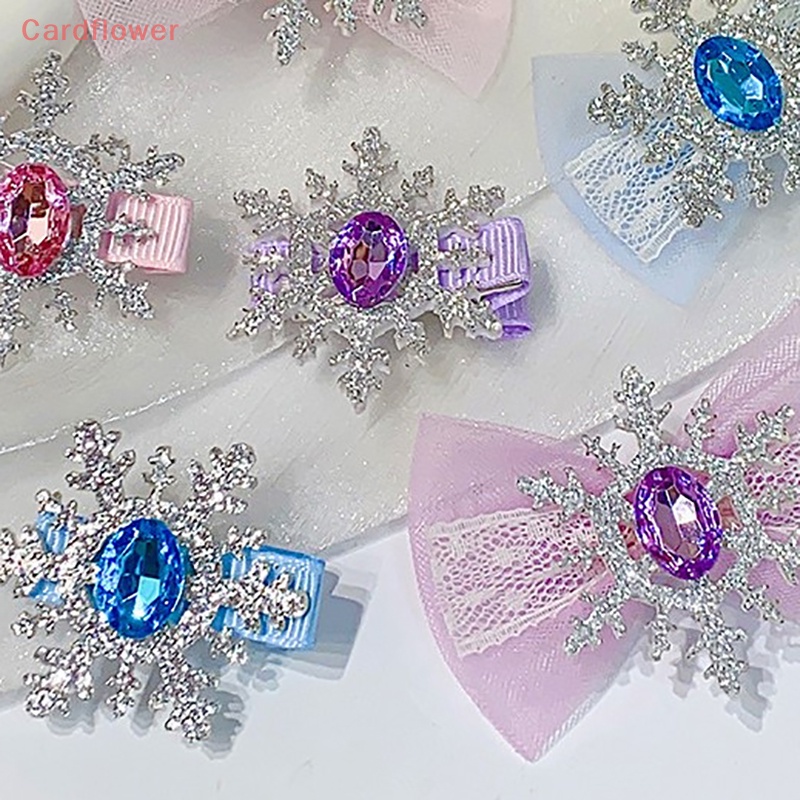 Bộ 2 Kẹp Tóc Hình Hoa Tuyết Đính Đá Nhiều Màu Sắc Cho Bé Gái