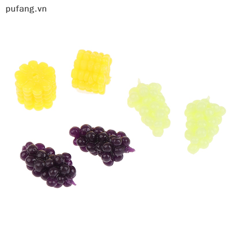 Pufang Set 5 Mô Hình Trái Nho / Nho / Trái Cây Mini TPR Mềm Mại Cho Nhà Búp Bê vn