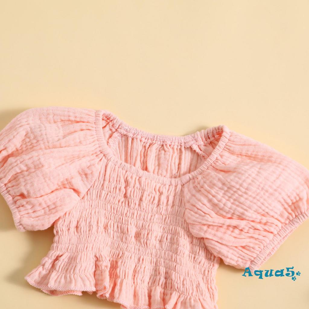 Set Áo Croptop Tay Ngắn + Chân Váy Xếp Ly Chấm Bi Xinh Xắn Cho Bé Gái