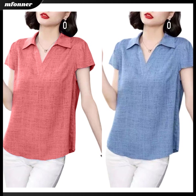 Áo Thun Nữ Tay Ngắn Cổ Chữ V Plus Size