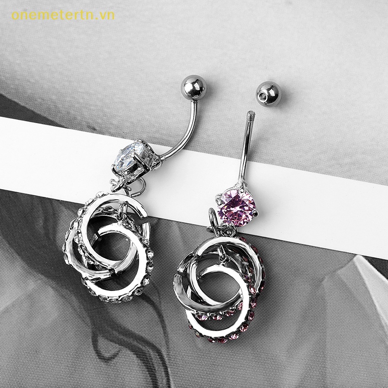 Khuyên Rốn Dáng Tròn Đính Đá Pha Lê Thời Trang Cho Nữ