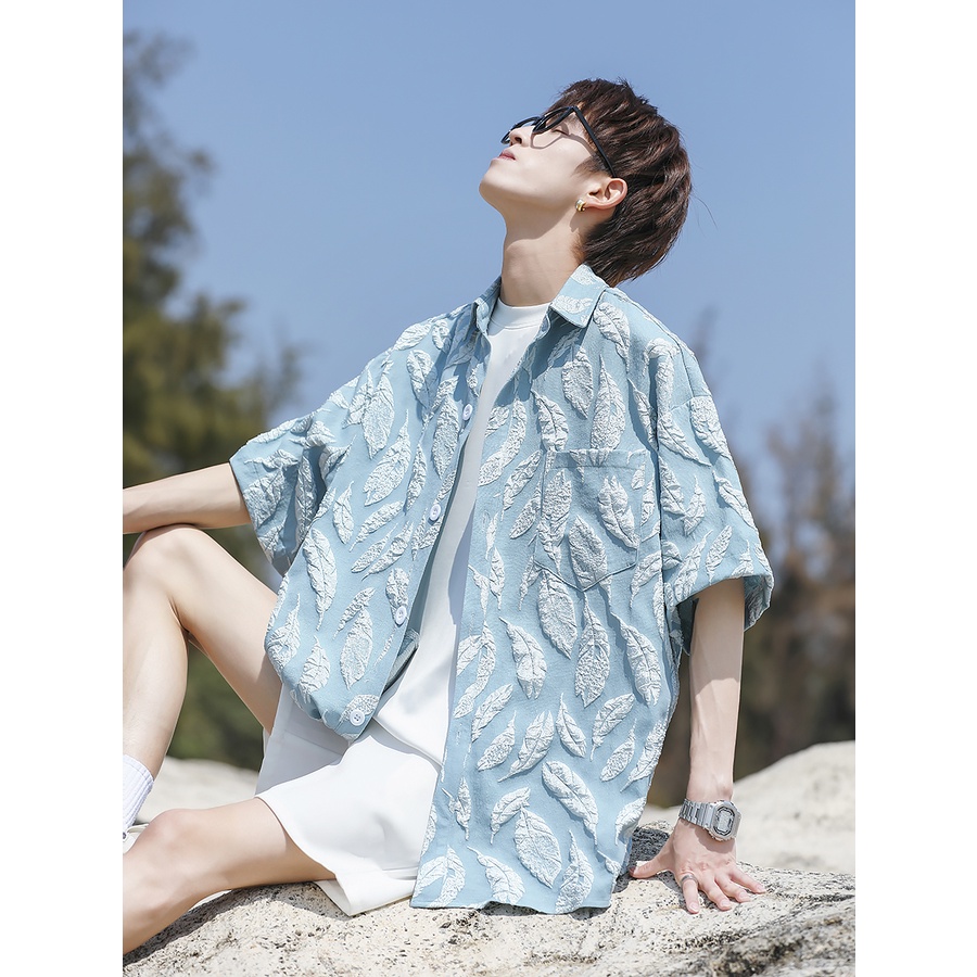 Áo Sơ Mi Đen Tay Ngắn In Họa Tiết Hoa Phong Cách Trung Quốc Thời Trang Mùa Hè Cho Nam