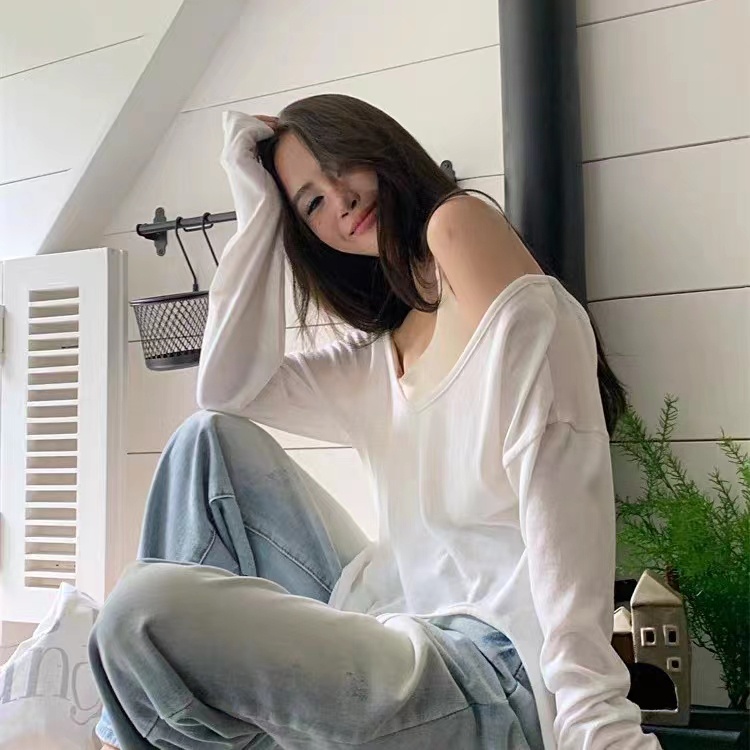 Áo Cổ Tròn Dài Tay Thiết Kế Trong Suốt Thời Trang Mùa Hè Dành Cho Nữ