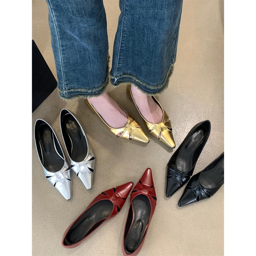 Giày Búp Bê Đế Bằng Mũi Nhọn 4 Mùa Phong Cách Mới Sk2023 Cho Nữ