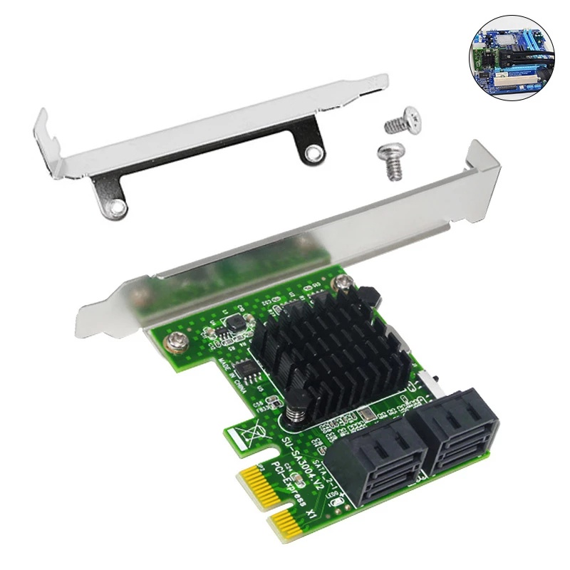 Thẻ SATA Riser Thẻ mở rộng PCI-Express 4 cổng mới Bộ chuyển đổi thẻ PCI-E sang SATA 3.0 cho SSD IPFS