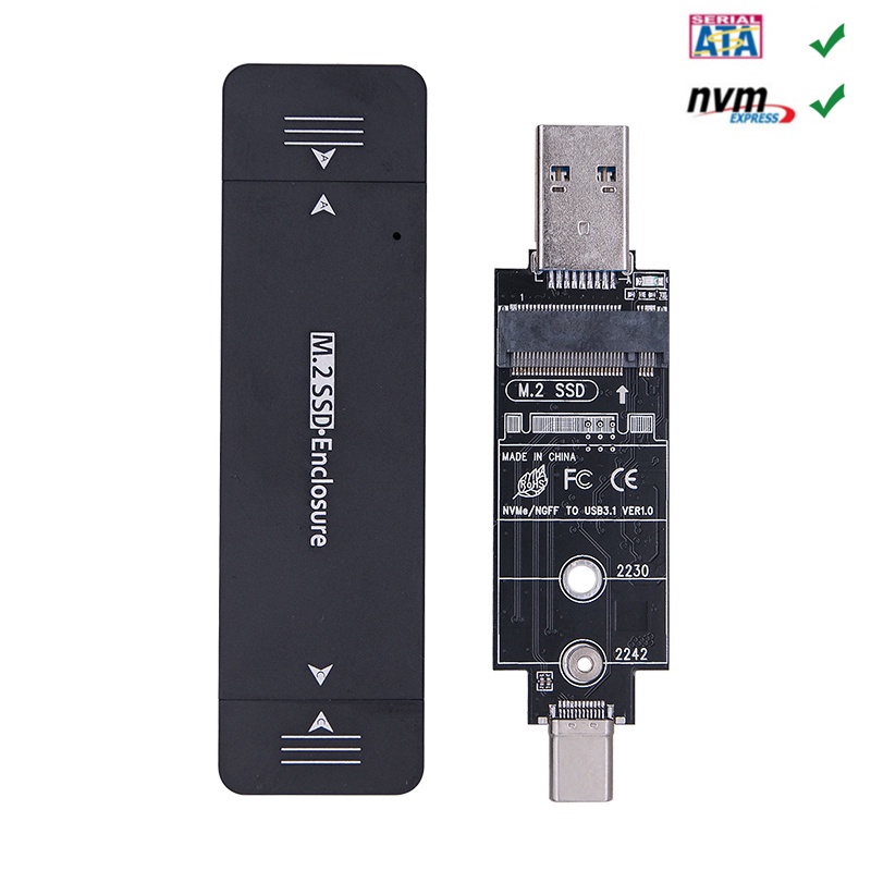 Giao thức kép USB3.1 Loại C M.2 SATA NVME Vỏ SSD Adapter USB NVME Ốp lưng SSD M2 NVME Vỏ ngoài M2 SA