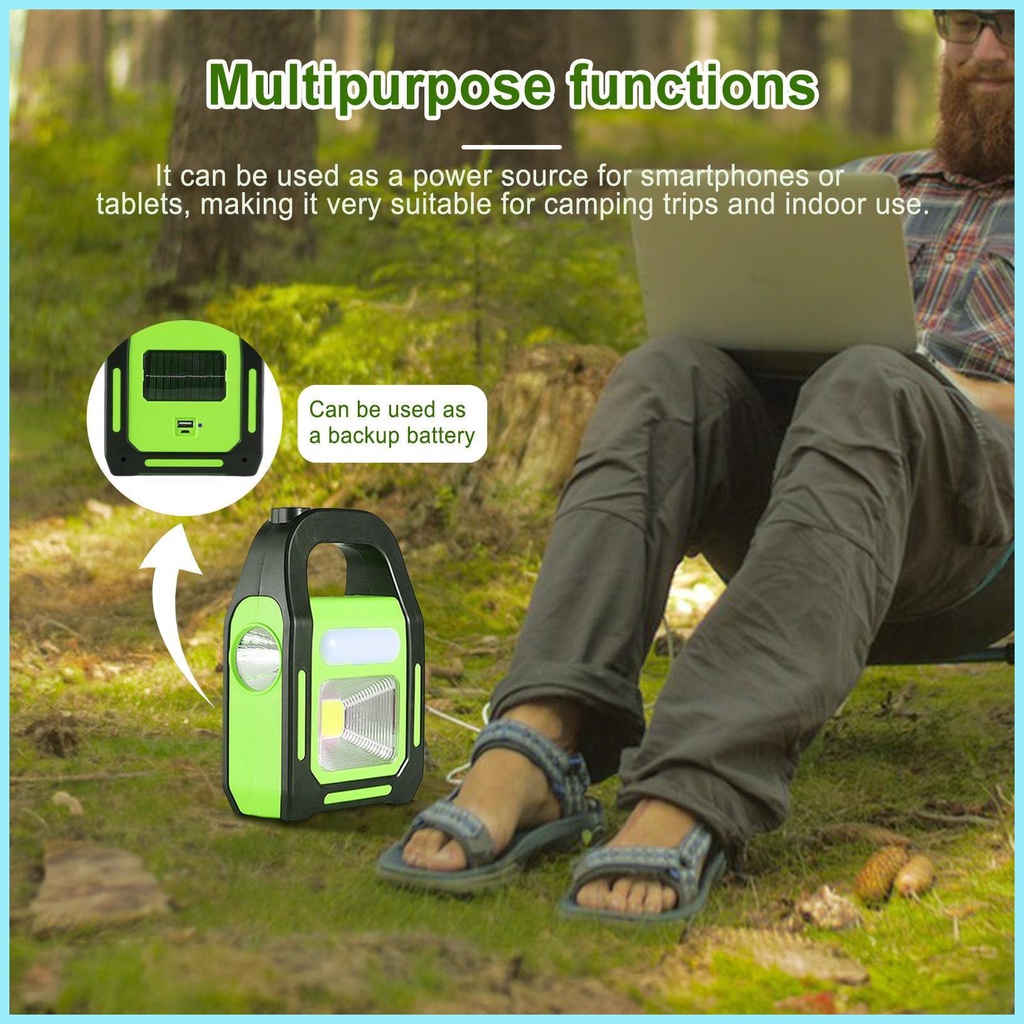 Đèn LED Năng Lượng Mặt Trời Chống Thấm Nước Kèm Sạc USB Tiện Dụng Mang Theo Cắm Trại