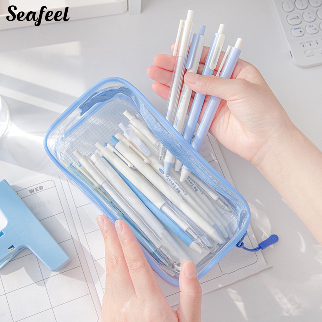 Túi Đựng Bút Trong Suốt Sức Chứa Lớn Có Khóa Kéo Đa Năng