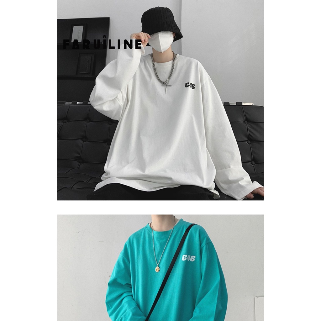 Áo Thun Trắng Faruiline Dài Tay Size Lớn Phong Cách Đường Phố Cho Nam HZFMC1243