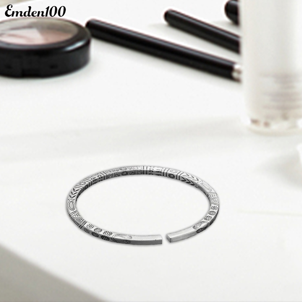 Vòng Đeo Tay Dạng Hở Màu Sắc Bạc Phong Cách Boho Thời Trang Cho Nam