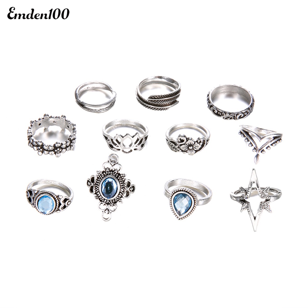 Bộ 11 Nhẫn Đeo Đốt Tay Phong Cách Retro Xinh Xắn