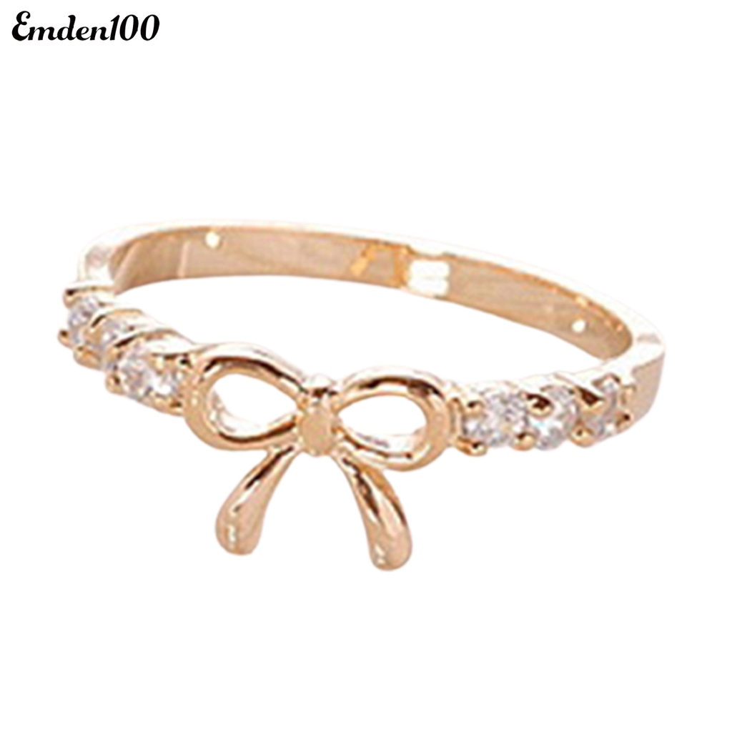 Nhẫn Đính Đá Hình Nơ Đơn Giản Thanh Lịch Dành Cho Nữ