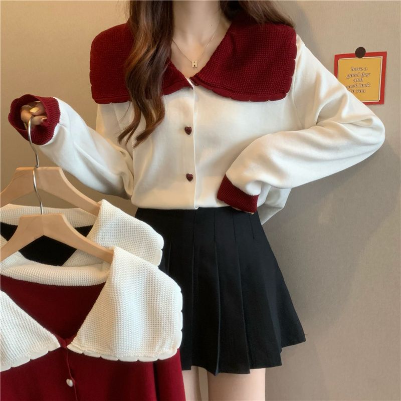 Áo Khoác Cardigan Dệt Kim Cổ Búp Bê Thiết Kế Mới Thời Trang Dành Cho Nữ