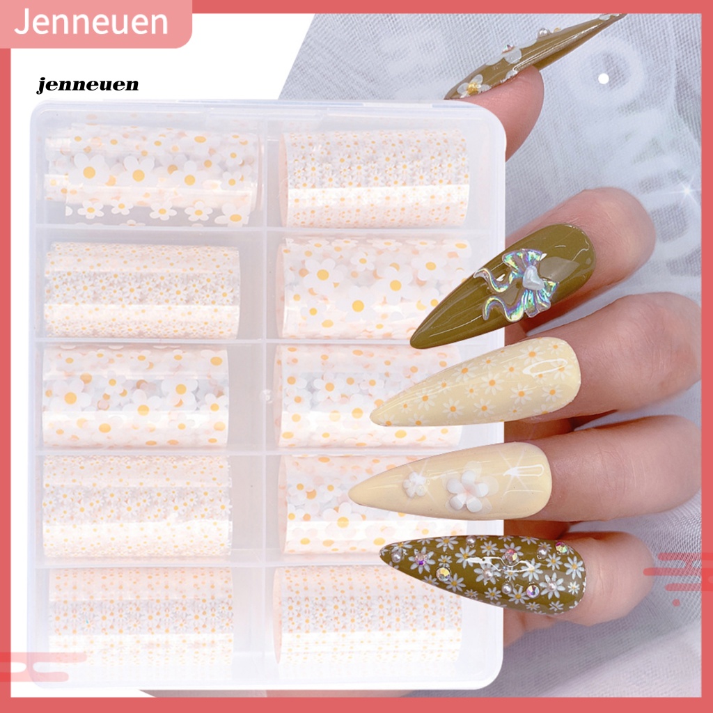 1 Hộp Nhãn Dán Trang Trí Móng Tay Hình Hoa Màu Sắc Sống Động