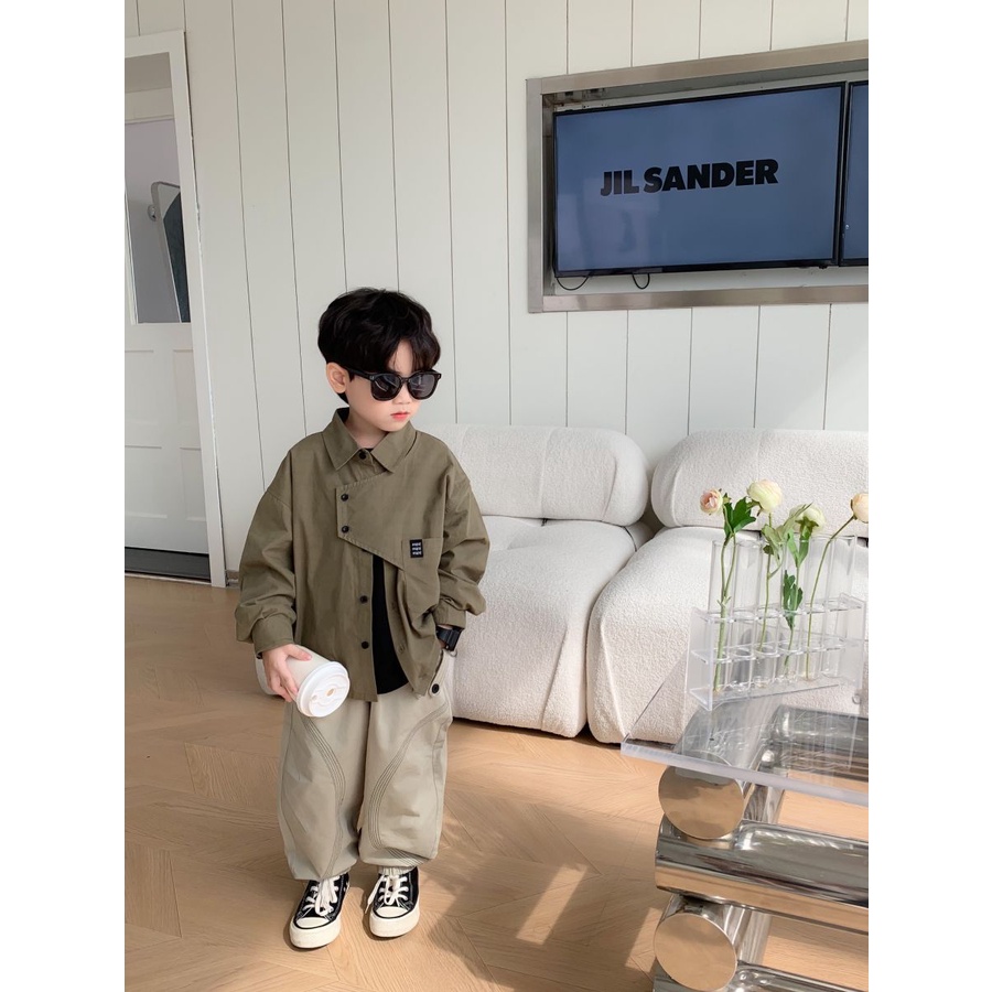 Áo Sơ Mi Tay Dài Phong Cách Hàn Quốc Thời Trang Mùa Thu Cho Bé Trai