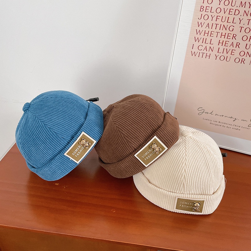 Mũ Beanie Vải Nhung Họa Tiết Hoạt Hình 3D Phong Cách Hàn Quốc Cho Bé