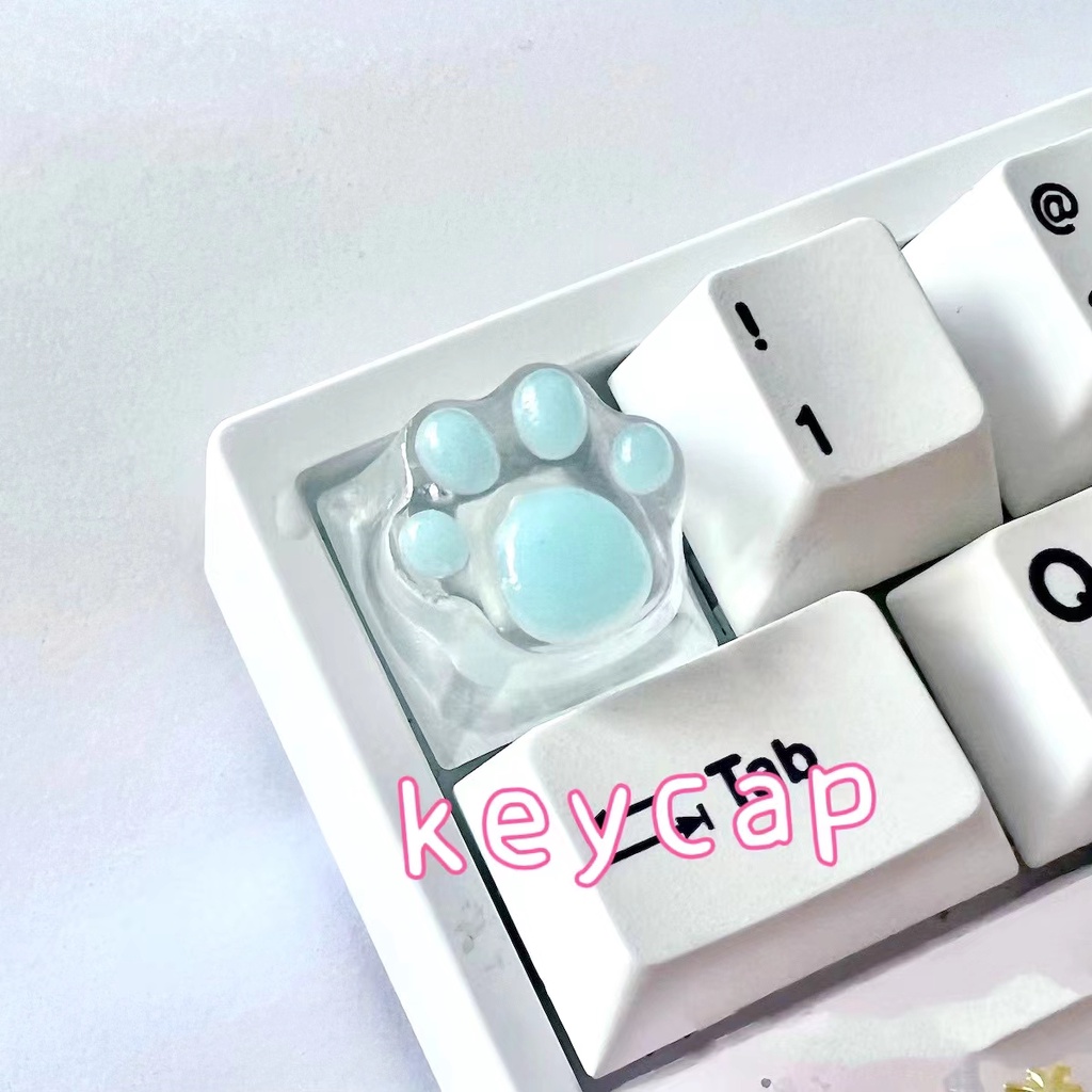 Nút Bàn Phím Cơ 7FHA Bằng Resin Trong Suốt Hình Dấu Chân Mèo