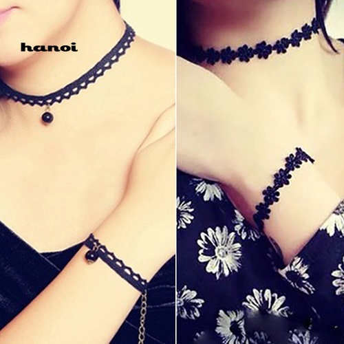 Vòng Cổ Choker Ren Co Giãn Màu Đen Ngọt Ngào Phong Cách Boho Cổ Điển Thập Niên 80S 90S