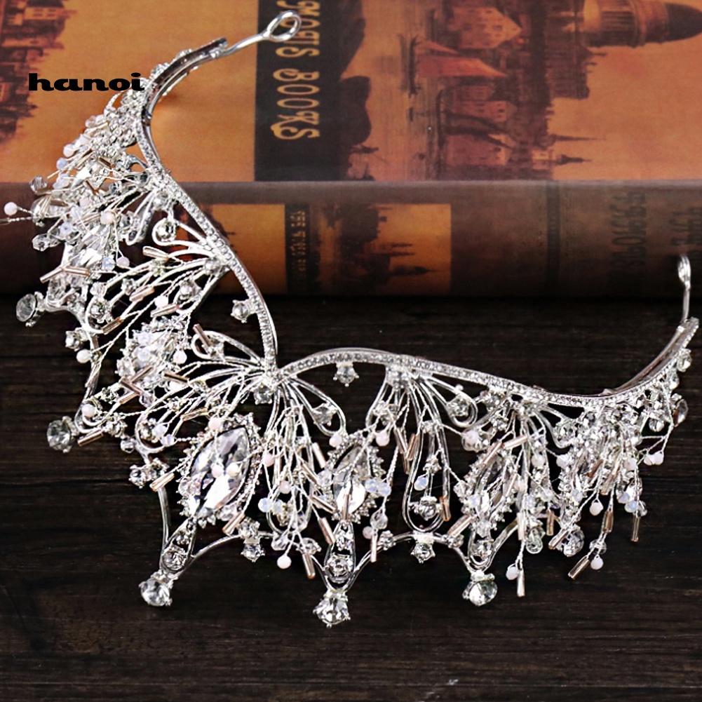 Vương Miện Cài Tóc Đính Đá Lấp Lánh Cho Cô Dâu