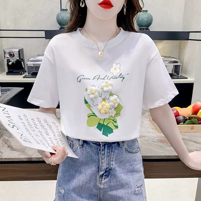 Áo Thun 100% Cotton Tay Ngắn Phong Cách Thời Trang Mùa Hè 2023 Mới