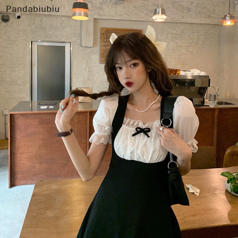 Đầm Nữ Ren chắp vá fack hai mảnh Mini Kawaii phong cách Nhật Bản học sinh ngọt ngào thời trang Lolita Mùa Hè Thiết kế thời trang đường phố Joo