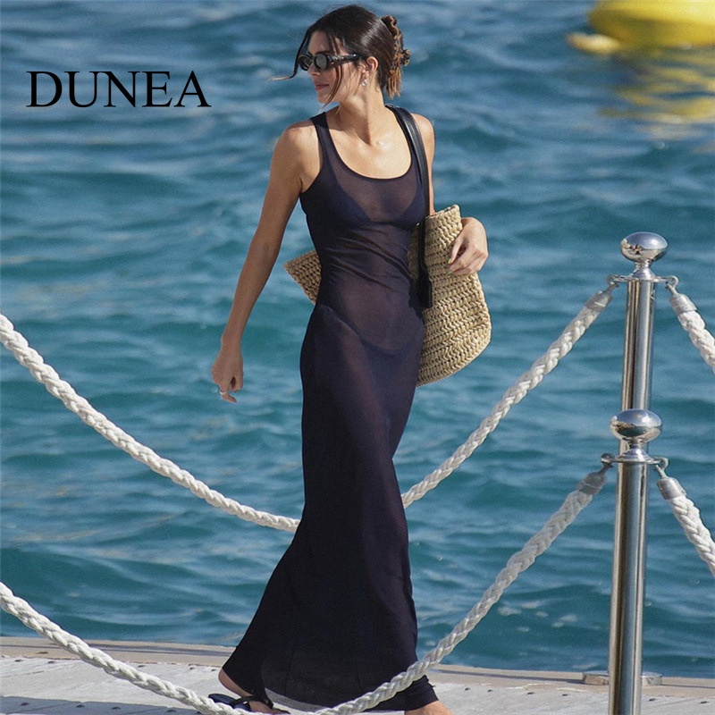 DUNEA Đầm Phối Lưới Xuyên Thấu Quyến Rũ Thời Trang Cho Nữ