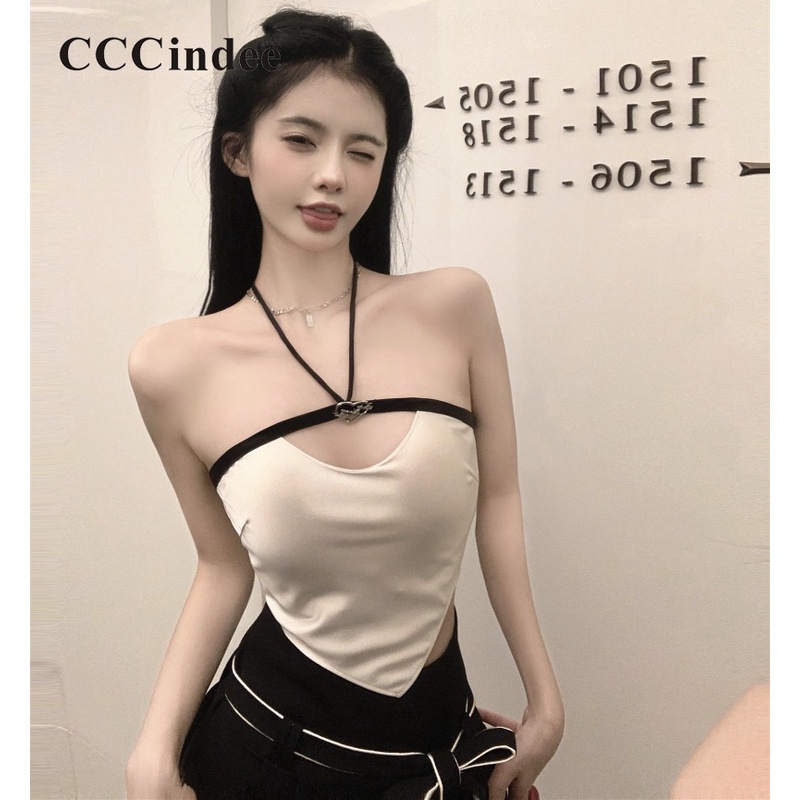 Áo Tank Top Hai Dây Dáng Ôm Màu Tương Phản Thời Trang Mới 2023 Dành Cho Bạn Nữ