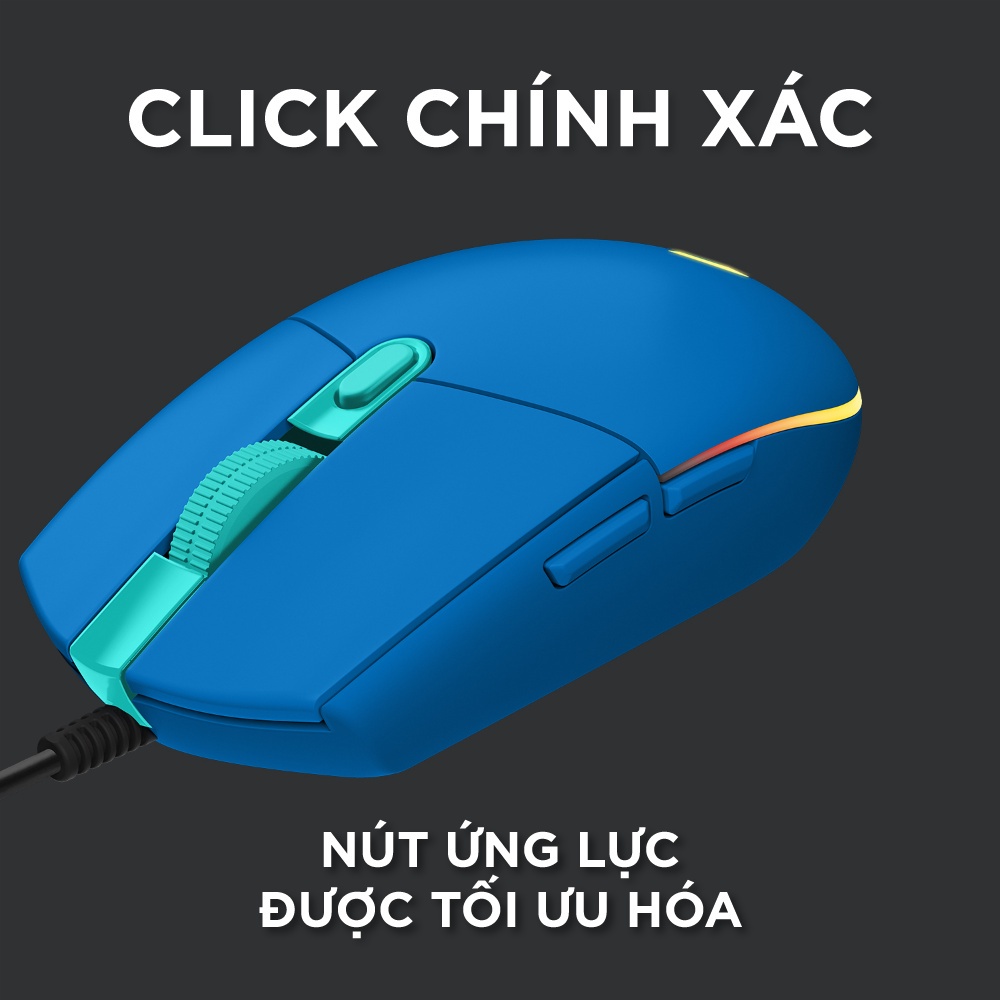 Chuột game có dây Logitech G203 Lightsync - Tùy chỉnh RGB, 6 nút lập trình, nhẹ NB-G203