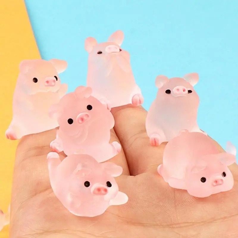 1 Tượng Heo Hồng Mini Bằng Nhựa Resin Dễ Thương Trang Trí Bảng Điều Khiển Xe Hơi
