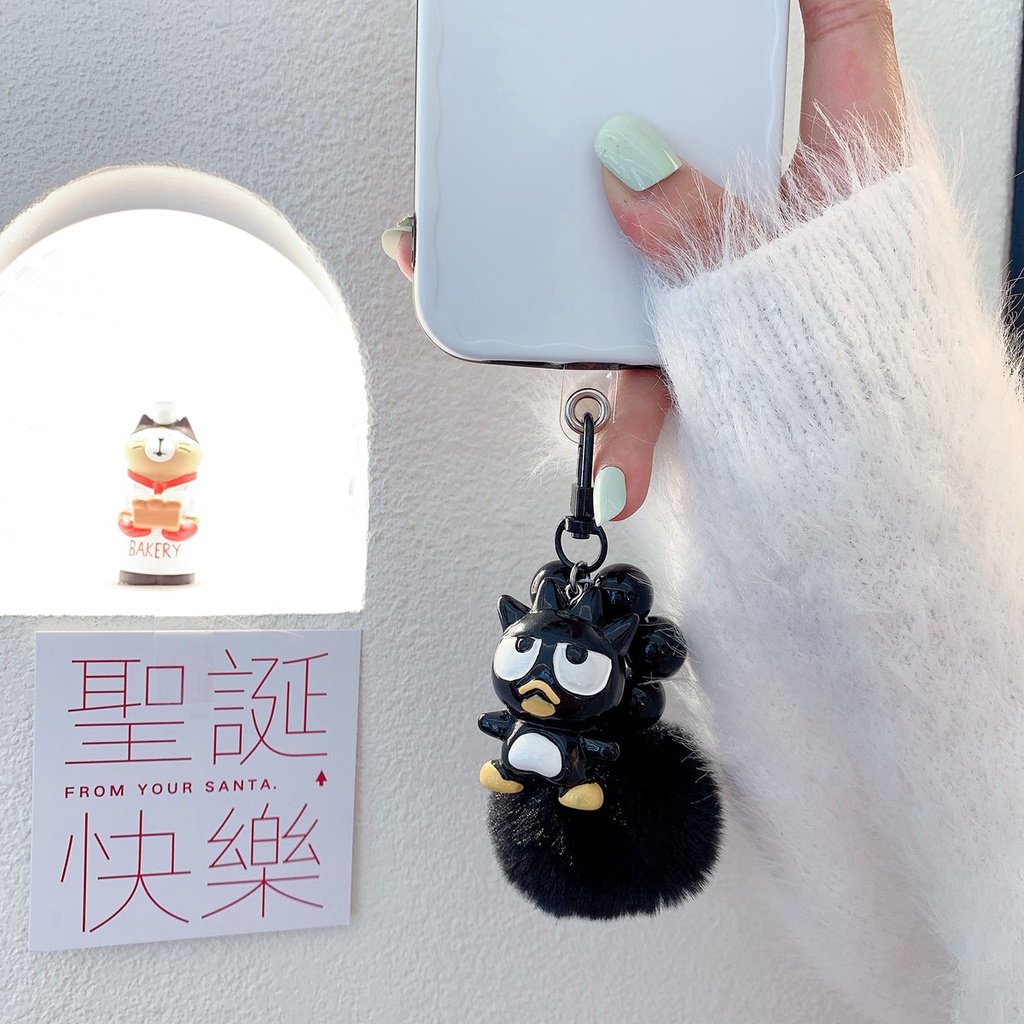 Dây Đeo Điện Thoại / Tai Nghe Bluetooth Chống Thất Lạc Hình Kuromi Melody Cinnamoroll Có Quả Bông Mềm Mại Dễ Thương