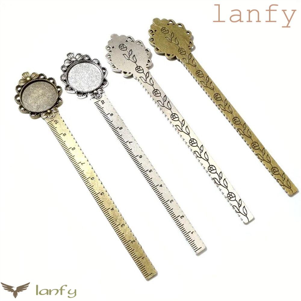 Lanfy Thước Đánh Dấu Trang Sách Bằng Đồng Cổ Điển Tinh Tế Hình Hoa Cabochon Cilp