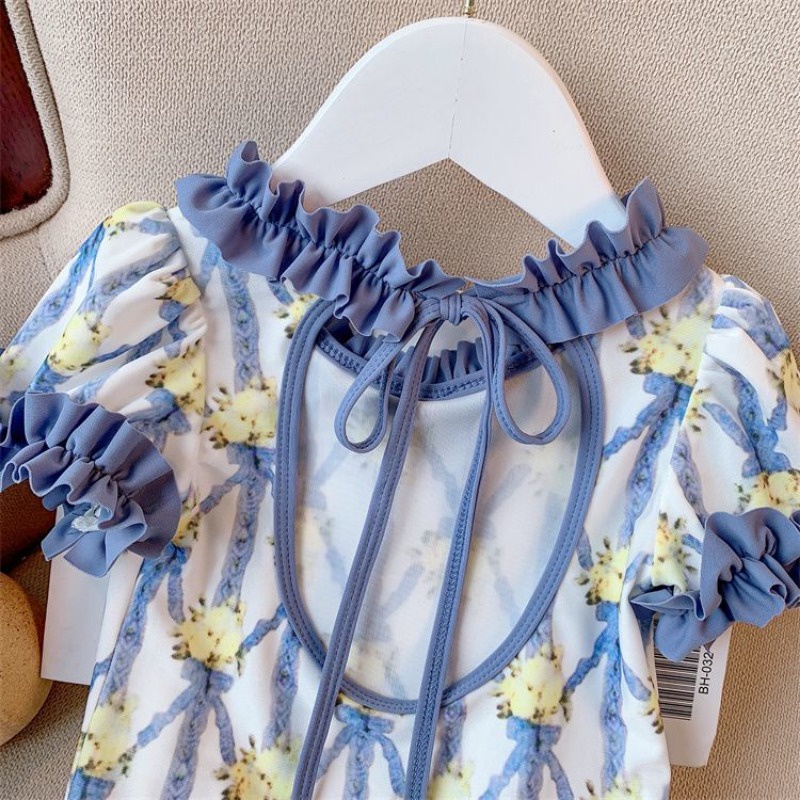 Bộ Đồ Bơi Một Mảnh Họa Tiết Hoa Hở Lưng Thời Trang Mùa Hè 2023 Cho Bé Gái