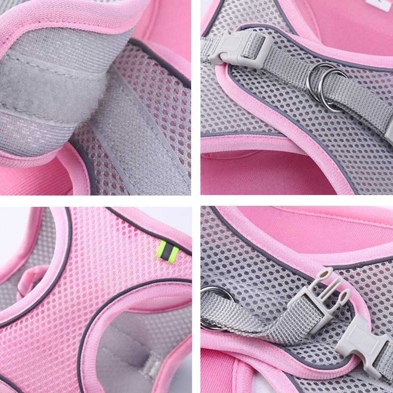 Dog harness quần áo vest có thể điều chỉnh phản quang dây chó thoáng khí đi bộ ngoài trời chạy dây xích cho vật nuôi nhỏ vừa