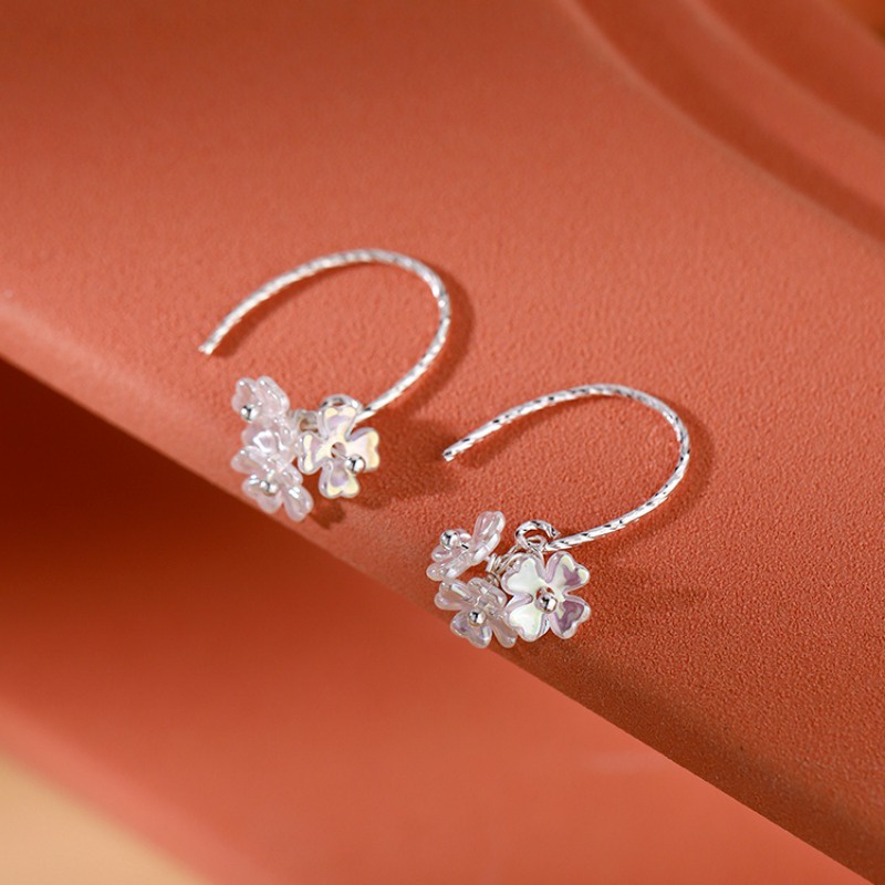 Bông Tai Mạ Bạc 925 Hình Hoa Nhỏ Xinh Thời Trang Cao Cấp