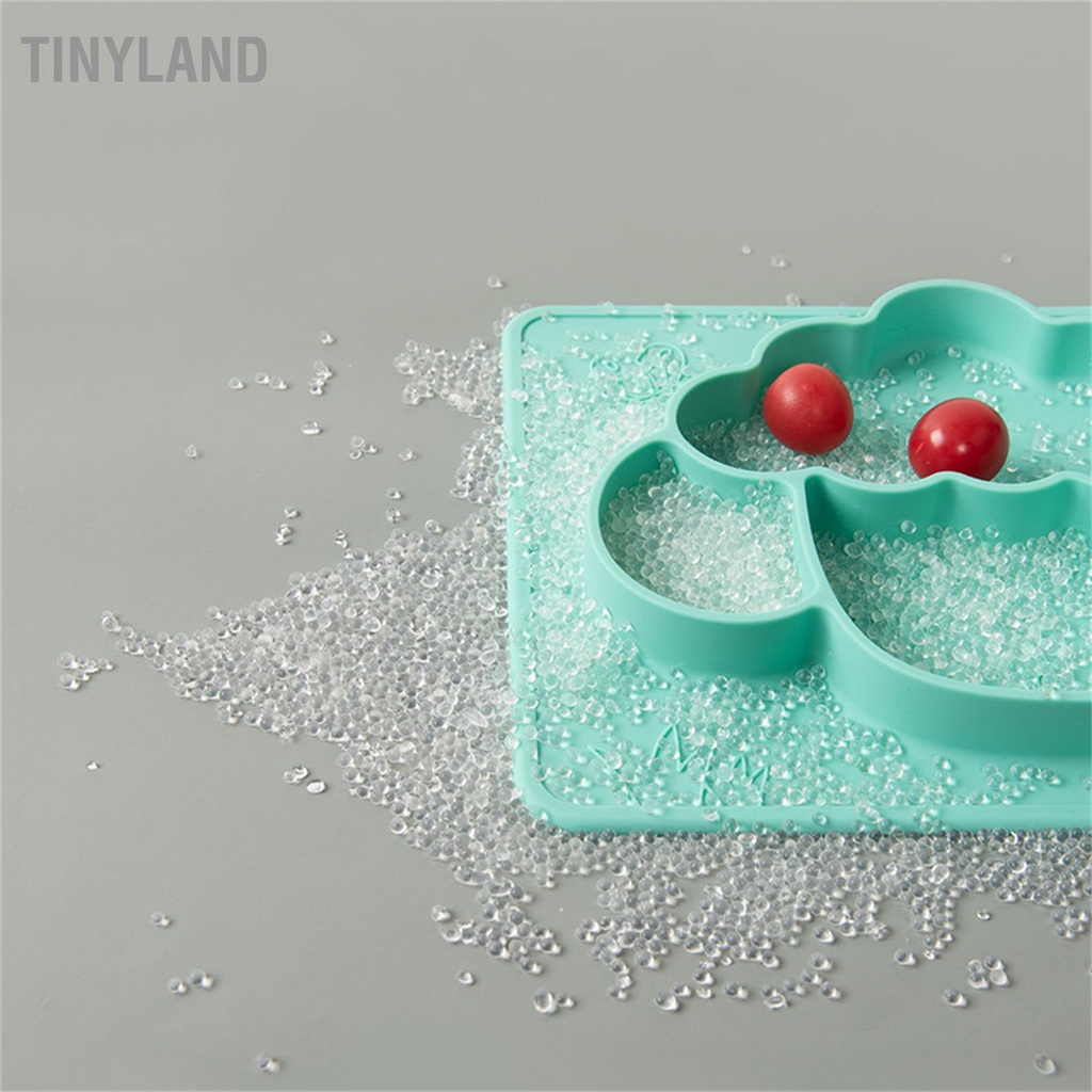 Hàng HOT TinyLand Đĩa Ăn Cho Bé Chia Lưới Hoạt Hình Động Vật Chống Trượt Silicone Trẻ Em