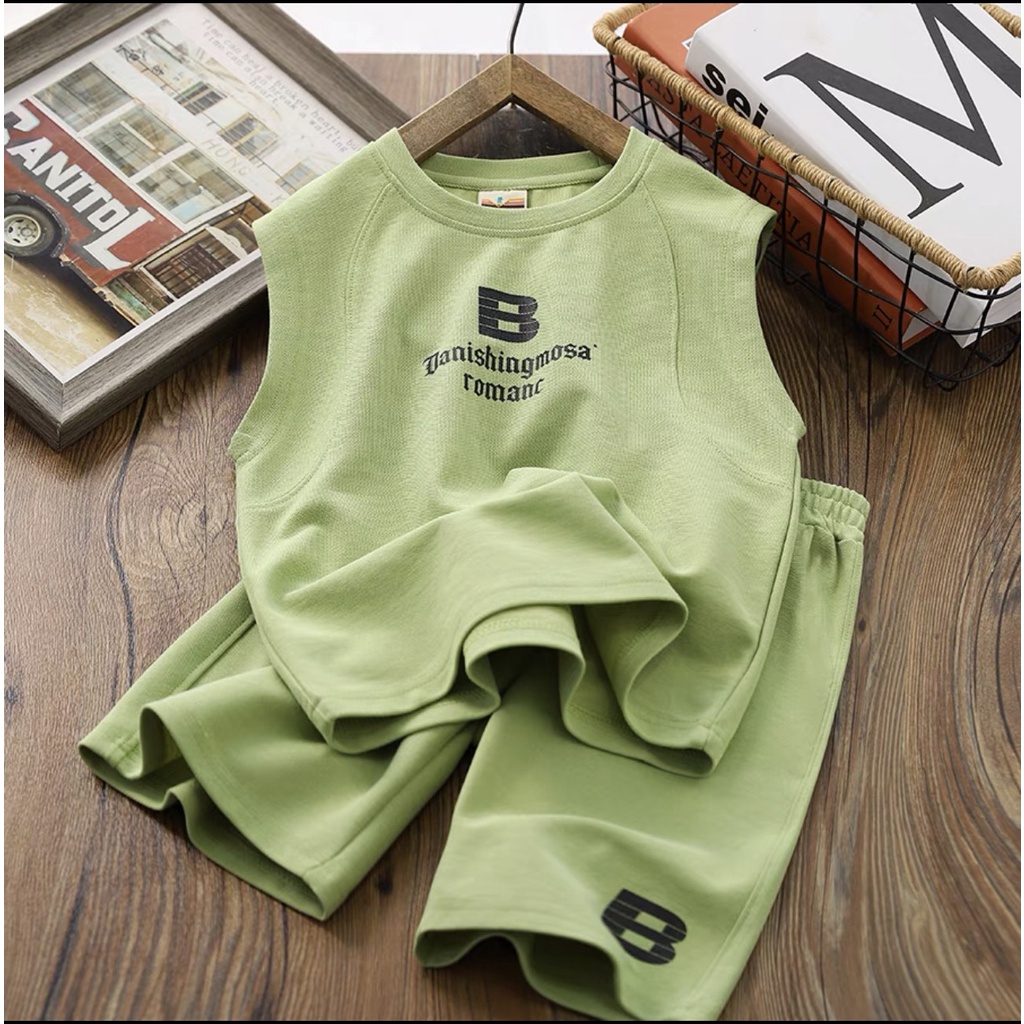 Bộ quần áo ba lỗ cho bé trai mặc hè chất cotton có size đến 65kg BỘ BA LỖ B ROMANTIC