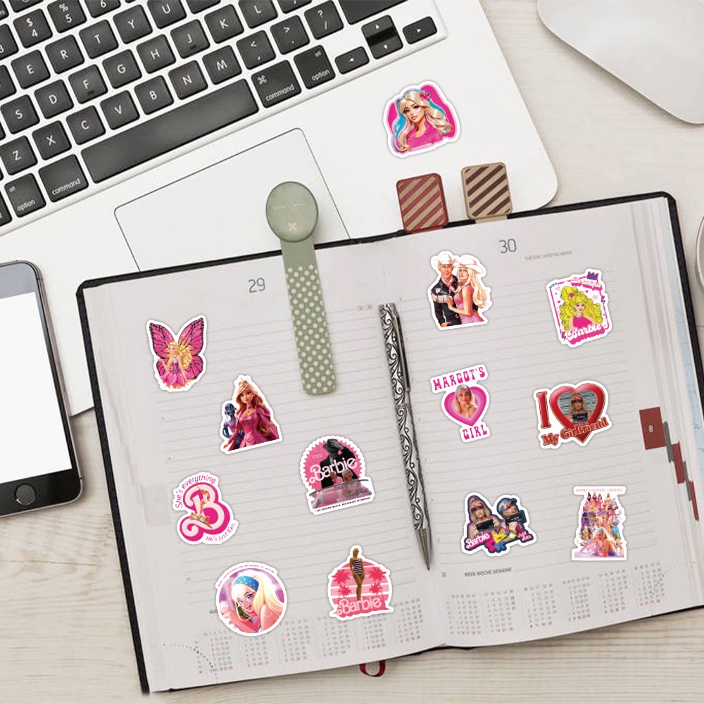 J· Hình Dán Chống Nước Barbie Phim Hoạt Hình Mũ Bảo Hiểm Máy Tính Xách Tay Hành Lý Dán Thiết Lập, 60 tờ