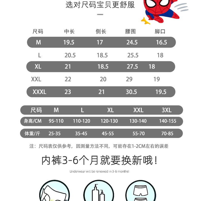 Bộ 4 Quần Lót Boxer cotton Thoáng Khí In Hoạt Hình Người Nhện Cỡ Vừa Và Lớn Thoải Mái Cho Bé Trai