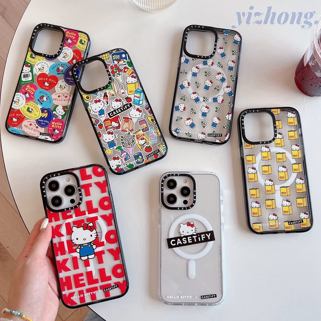 Ốp Điện Thoại TPU Mềm Trong Suốt Từ Tính Chống Trầy Xước In Hình Hello Kitty Cho iPhone 14 Pro Max 11 13 12Pro