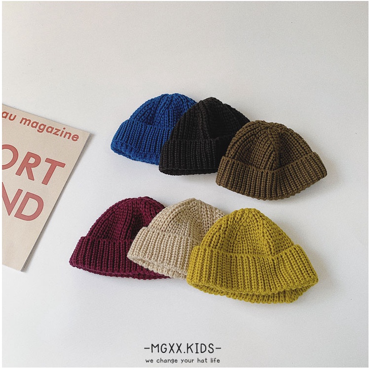 Mũ beanie Trùm Đầu Màu Sắc Đơn Giản Giữ Ấm Mùa Đông Phong Cách Hàn Quốc Cho Bé