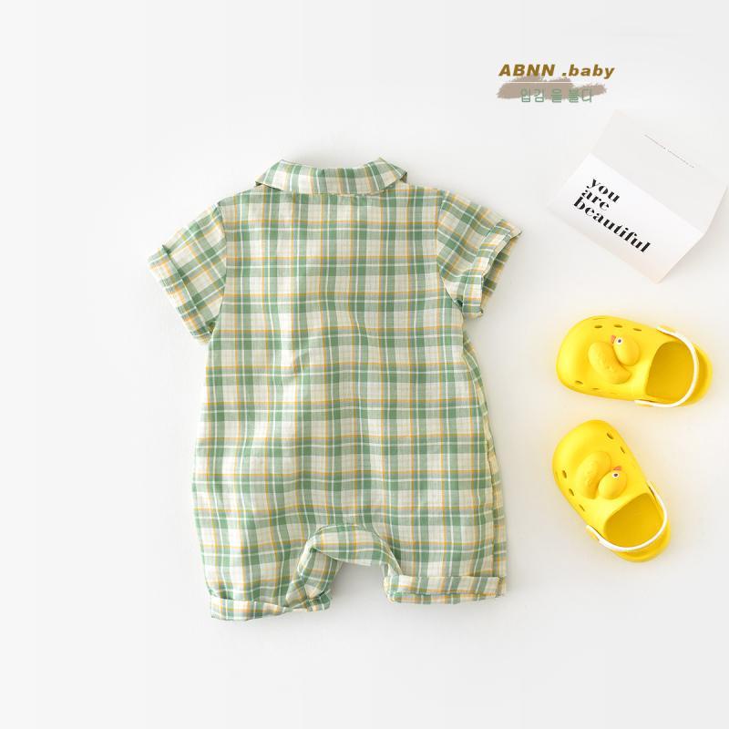 Bộ Áo Liền Quần Họa Tiết Caro Dễ Thương Dành Cho Bé Trai