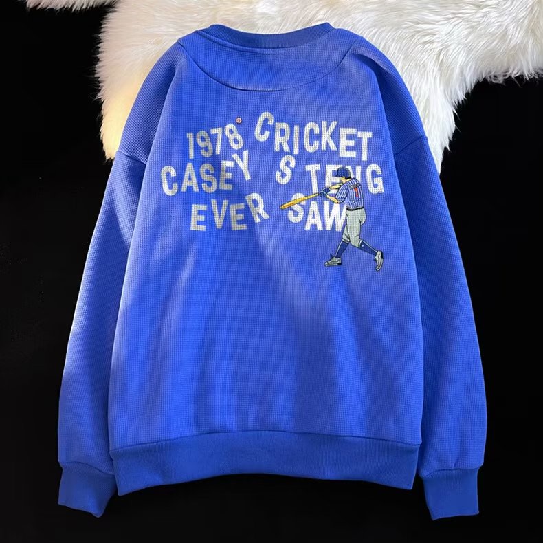 Áo Nỉ Tay Dài Dáng Rộng In Chữ Waffle Phong Cách Mỹ Thời Trang Cho Nam Và Nữ Size M-5XL
