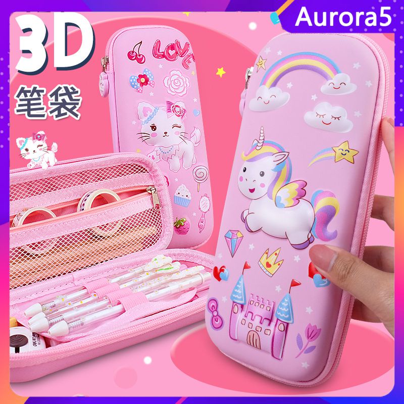 Hộp Đựng Bút Bằng EVA Họa Tiết Kỳ Lân 3D Dễ Thương Ba Tầng Sức Chứa Lớn
