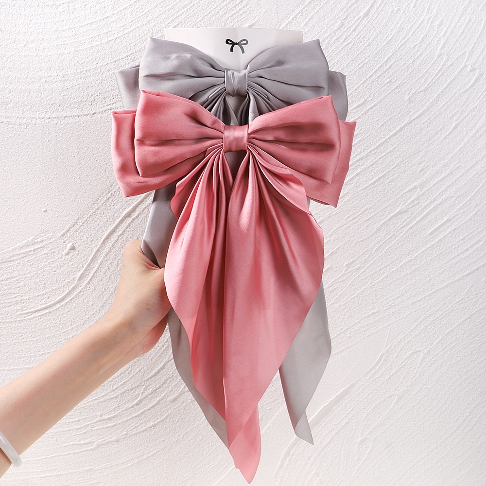 1 Kẹp Tóc Nơ Hai Lớp Bằng Vải Satin Thời Trang Dành Cho Nữ