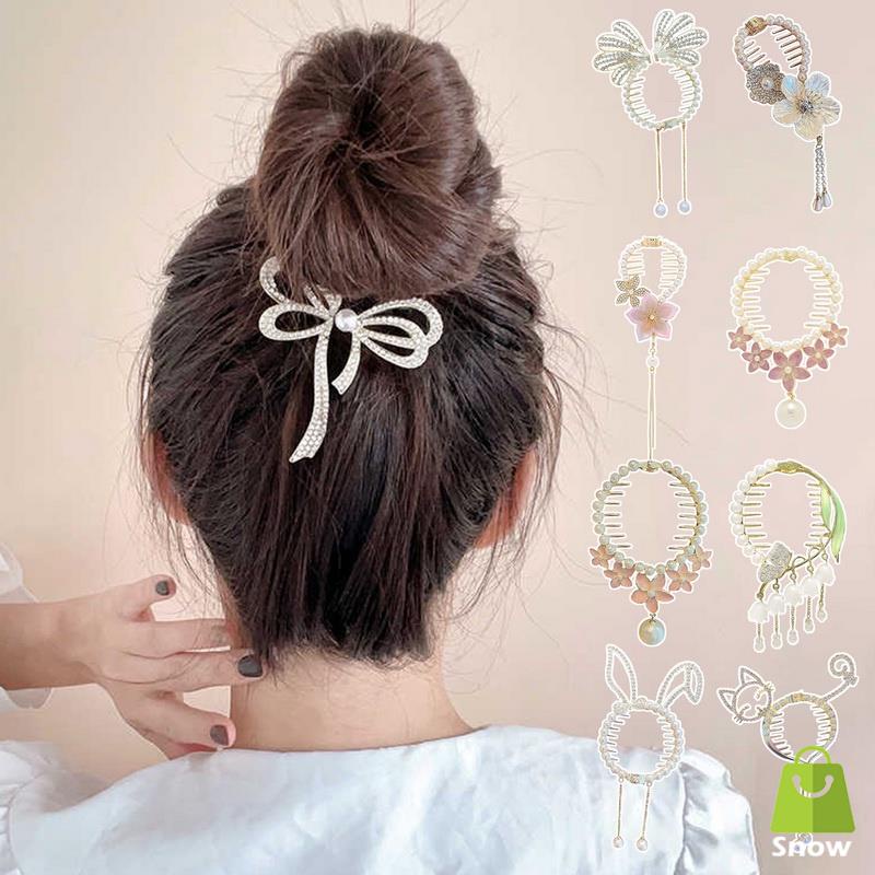 Kẹp Tóc Hình Hoa Bướm Đính Ngọc Trai Sang Trọng