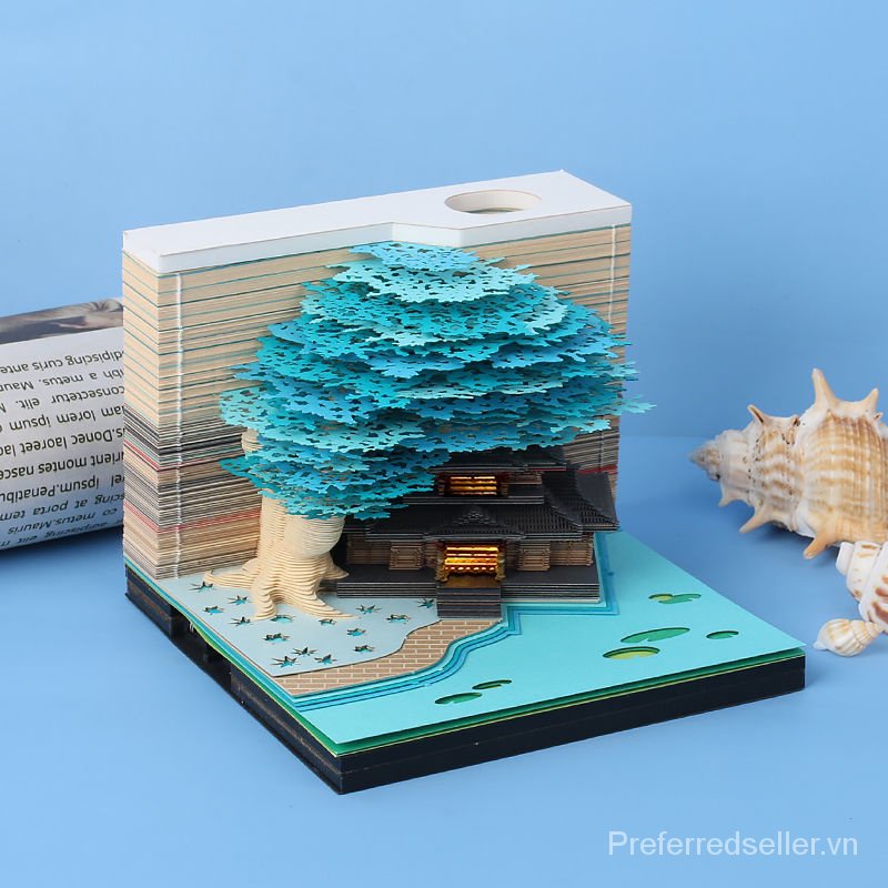 Giấy Ghi Chú 3d Hình Ngôi Nhà Cây Ba Chiều Độc Đáo